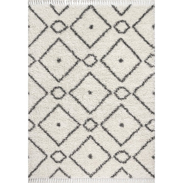 Mercer Shag Plush Tassel Moroccan Diamond Area Rug